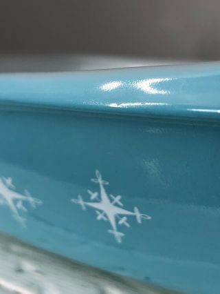 Vtg 60s Turquoise Pyrex Atomic Compass Star 1.  5 Qt MidCentury Oval Casserole Lid 6