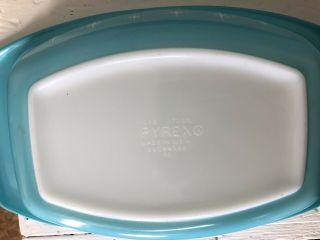 Vtg 60s Turquoise Pyrex Atomic Compass Star 1.  5 Qt MidCentury Oval Casserole Lid 9