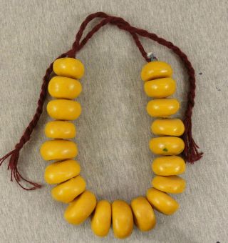 Antique African Copal Resin Faux Butterscotch Amber Berber Trade Beads Necklace