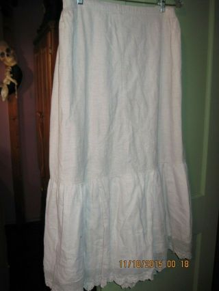 Magnolia Pearl Vintage White Linen Skirt Os