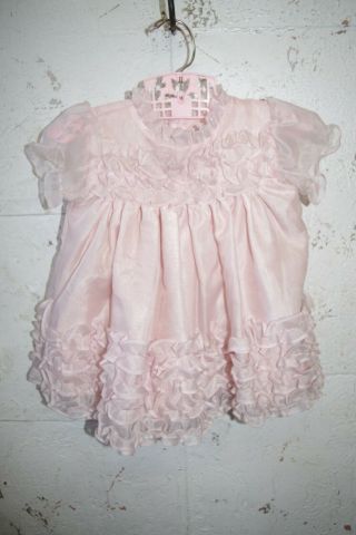 Martha’s Miniatures Pink Chiffon Ruffle Dress Girls Baby 18 Months Pageant Party 2