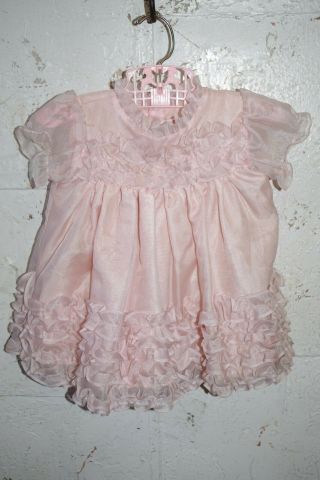 Martha’s Miniatures Pink Chiffon Ruffle Dress Girls Baby 18 Months Pageant Party 3