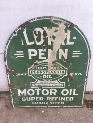Royal Loyal Penn Motor Oil Porcelain Enamel Sign Gas Pennzoil Pennsylvania Rare