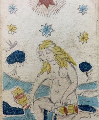 1775 The Stars Antique Tarot Playing Cards Major Arcana Woodblock Painted Single