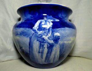 LARGE Elegant Antique Royal Doulton Blue Children JARDINIERE Vase Babes in Woods 2