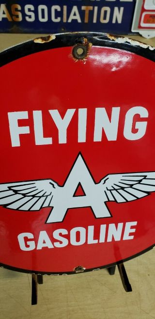 FLYING A GASOLINE porcelain sign gas pump plate tydol vintage gasoline 3