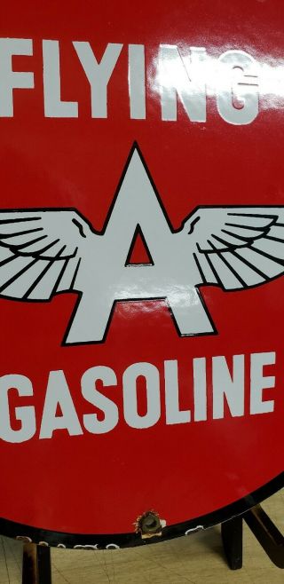 FLYING A GASOLINE porcelain sign gas pump plate tydol vintage gasoline 5