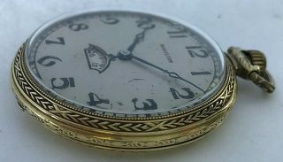 Antique 14 Karat Gold fi.  1929 Hamilton winding pocket watch cal.  912,  jump hour 3