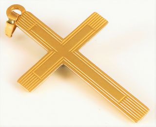 Vintage 14k Yellow Gold Religious Cross Pendant For Necklace Signed 14k