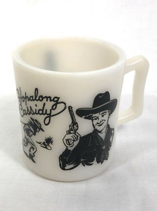 Hopalong Cassidy Mug Western Cowboy Black Milk Glass Cup Vintage 1950 