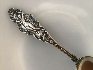 Watson Phoebe 5 7/8 Full Size 1895 Sterling Silver Spoon Art Nouveau Nude Grapes