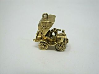 Vintage 14k Solid Gold Car Charm Wheels Move Stamped Carriage Style Top 7.  2g