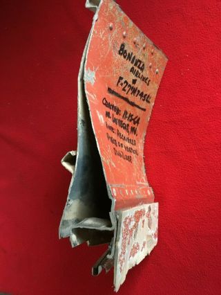 Rare Vert Stab.  Artifact from the Crash of Bonanza Airlines F - 27 N745L - 11 - 15 - 64 2