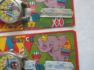 2 - Toy Circus Watches - Still on Cards / Great Graphics - NOS 4