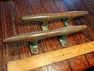 Vintage Cast Bronze Herreshoff Style Cleats 10 " Long Great Patina