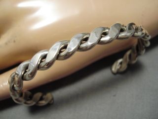 Exquisite Vintage Navajo Twisted Rope Sterling Silver Native American Bracelet