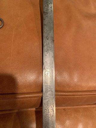 ANTIQUE KNIGHTS TEMPLAR MASONIC SWORD engraved blade 4