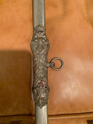 ANTIQUE KNIGHTS TEMPLAR MASONIC SWORD engraved blade 8