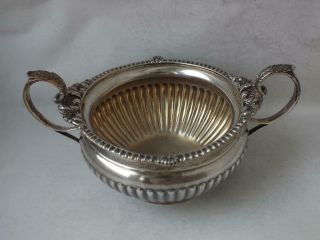 Antique Victorian Solid Sterling Silver Sugar Bowl 1895/ Dia 10 Cm/ 195 G