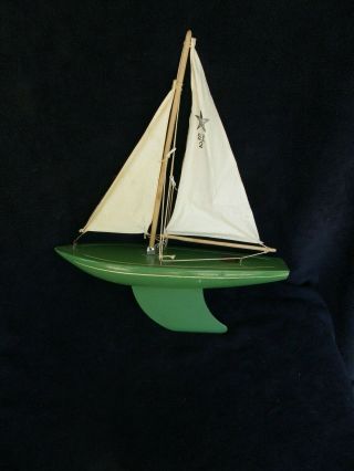 Vintage Star Yacht Sy2 Green Sailboat Birkenhead Made N England Wooden Pond Boat