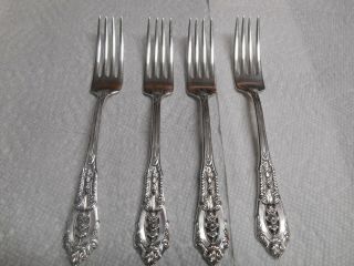 Lovely Set Of 4 Wallace Rose Point Sterling Silver 7 " Forks No Mono