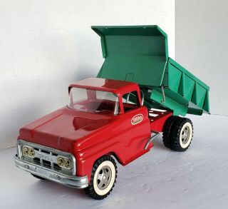 1962 Vintage Tonka Pressed Steal Dump Truck Red & Green