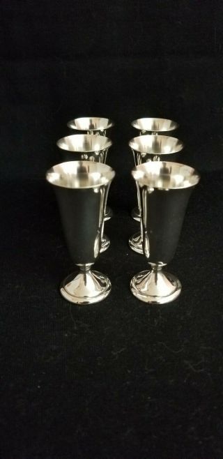 Vintage Set Of 6 Alvin Sterling Silver Cordial Cups Shot Glasses S247