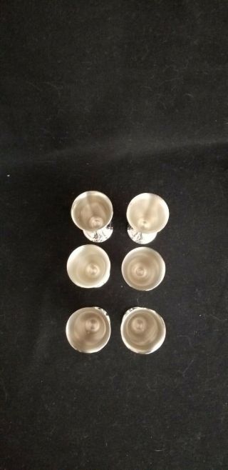 Vintage Set of 6 ALVIN Sterling Silver CORDIAL Cups SHOT GLASSES S247 3