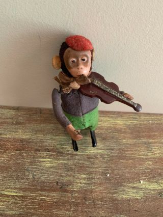 Vintage Schuco Wind - Up Violinist Monkey Playing Violin Germany