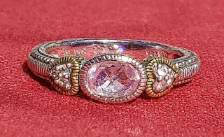 Judith Ripka Ambrosia 18k Gold Heart Sterling Pink Ring Size 7 Jr 925 U