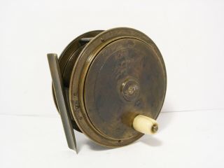 Vintage Antique 4 3/8 " Alfred & Son London Brass Hercules Fly Fishing Reel