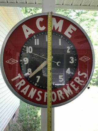 glo dial vintage electric neon clock ACME transformers red glass 19 inch. 4