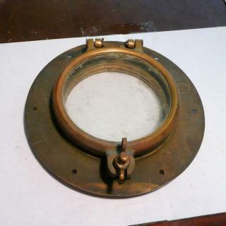 A Vintage Bronze Porthole 5 " Glass 9 " Plate Looks