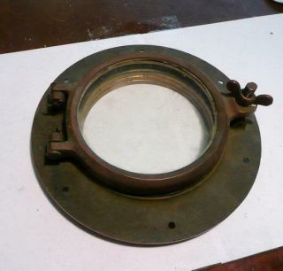 B Vintage Bronze Porthole 5 " Glass 9 " Plate Looks