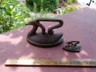 Rare Antique Cast Iron Figural 5 Inch Swan Cast Iron Sad Iron,  1 3/4 Inch Swan