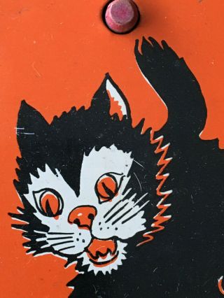 Vintage HALLOWEEN Tin Noise Maker U.  S.  A.  Black Cat Jack - O - Lantern Halloween Toy 3