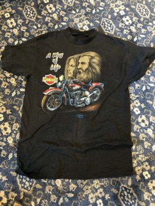 Vtg 1992 Harley Davidson 3d Emblem Motorcycles A Way Of Life Shirt Daytona L