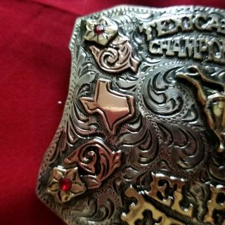 1982 RODEO TROPHY BUCKLE VINTAGE EL PASO TEXAS TEXICAN BULL RIDING CHAMPION 86 3