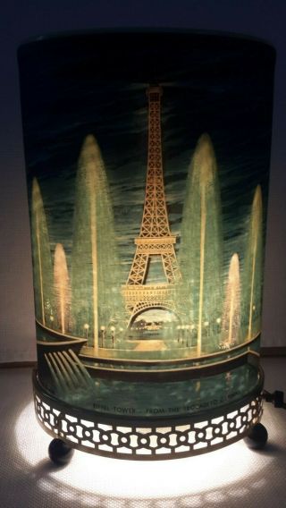 Rare Econolite Motion Lamp Oval Eiffel Tower Hand Printed Signed1963 759 - O