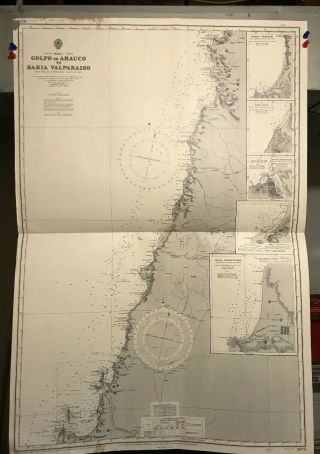 Chile Navigational Chart / Hydrographic Map 3074 South America Golfo De Arauco