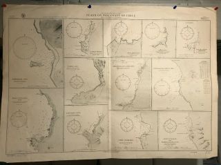 Chile Coves And Bays Navigational Chart / Hydrographic Map,  South America Coast
