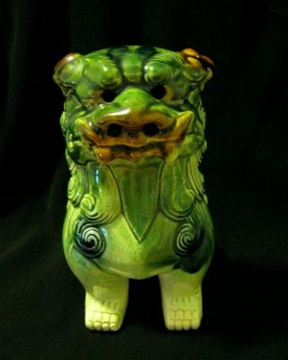 Vintage Chinese Foo Dog Porcelain Statue - Hand Painted