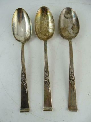 Vintage Sterling Silver Reed & Barton Classic Rose Serving Spoon 254.  4g Set X3