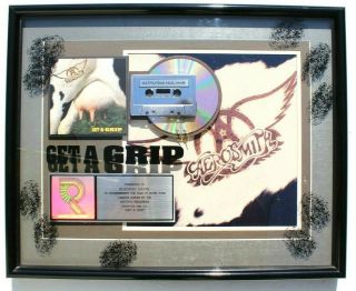 Vtg Riaa Aerosmith Get A Grip 2,  000,  00 Copies Sales Award Cd & Cassette Plaque