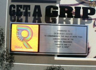 Vtg RIAA Aerosmith Get A Grip 2,  000,  00 Copies Sales Award CD & Cassette Plaque 2