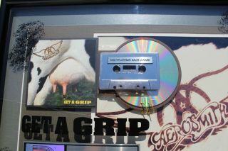 Vtg RIAA Aerosmith Get A Grip 2,  000,  00 Copies Sales Award CD & Cassette Plaque 3