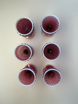 Rare Vintage Fenton Hobnail Plum Opalescent Goblets - Set of 6 4