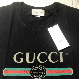 Gucci Washed Vintage T - Shirt Men ' s Black Distressed Logo Tee - Size L 2