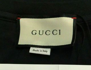Gucci Washed Vintage T - Shirt Men ' s Black Distressed Logo Tee - Size L 3