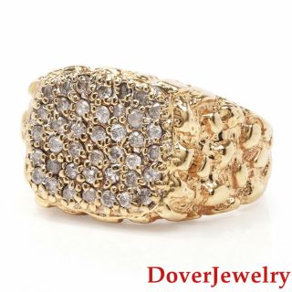 Estate Diamond 10k Yellow Gold Cluster Nugget Ring 7.  4 Grams Nr